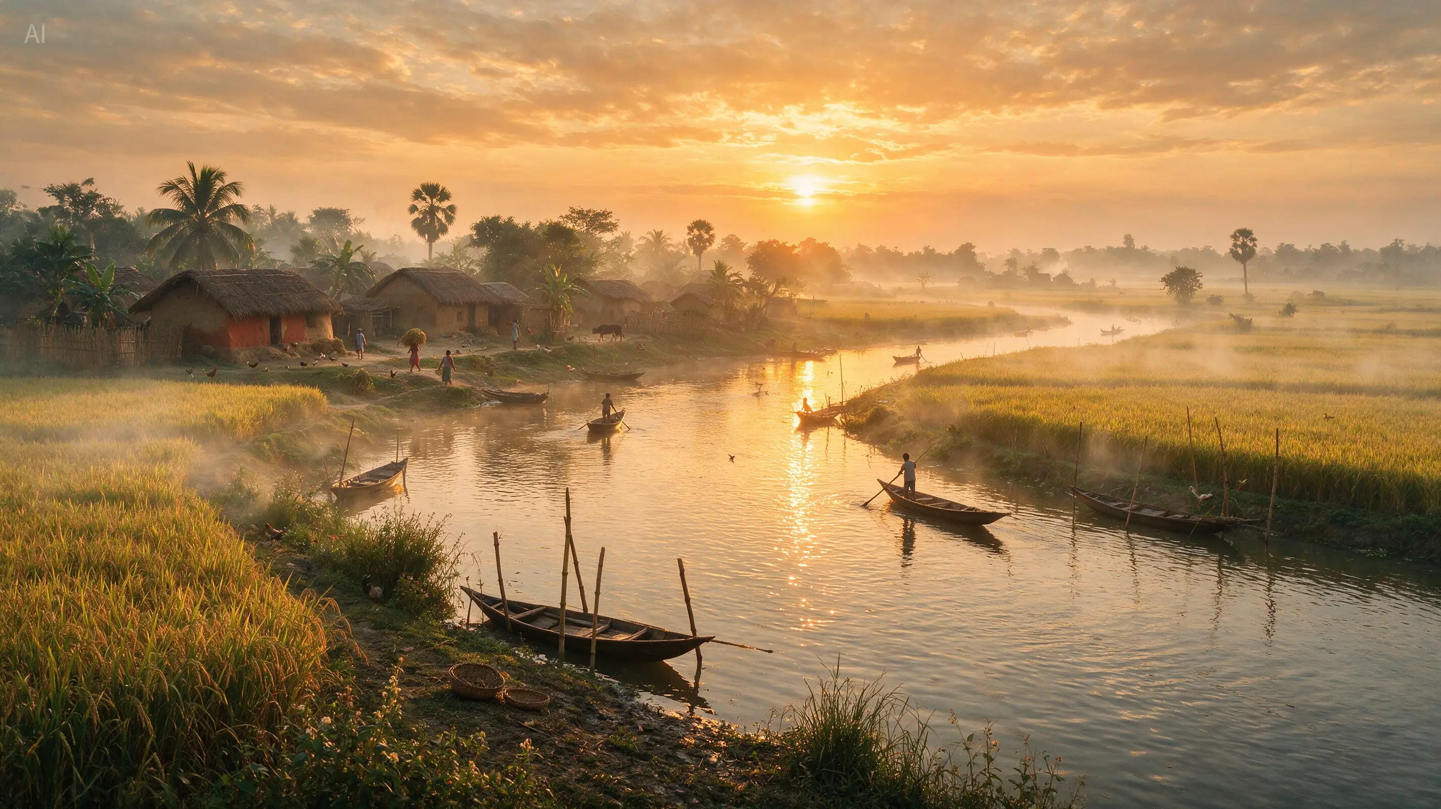 Sunrise rice-field landscape generated with Seedream 5.0 Pro