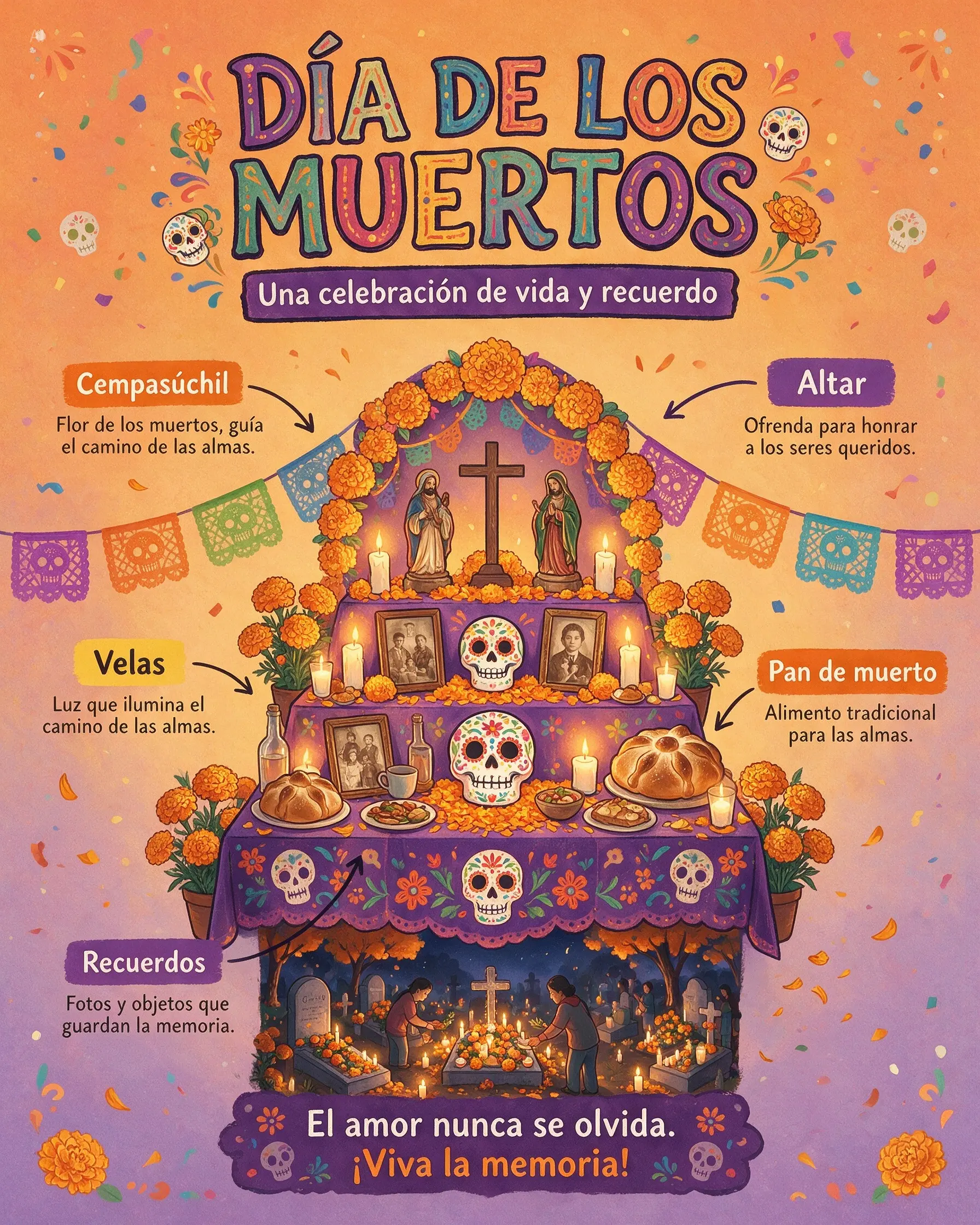 Spanish Dia de los Muertos poster generated with Seedream 5.0 Pro