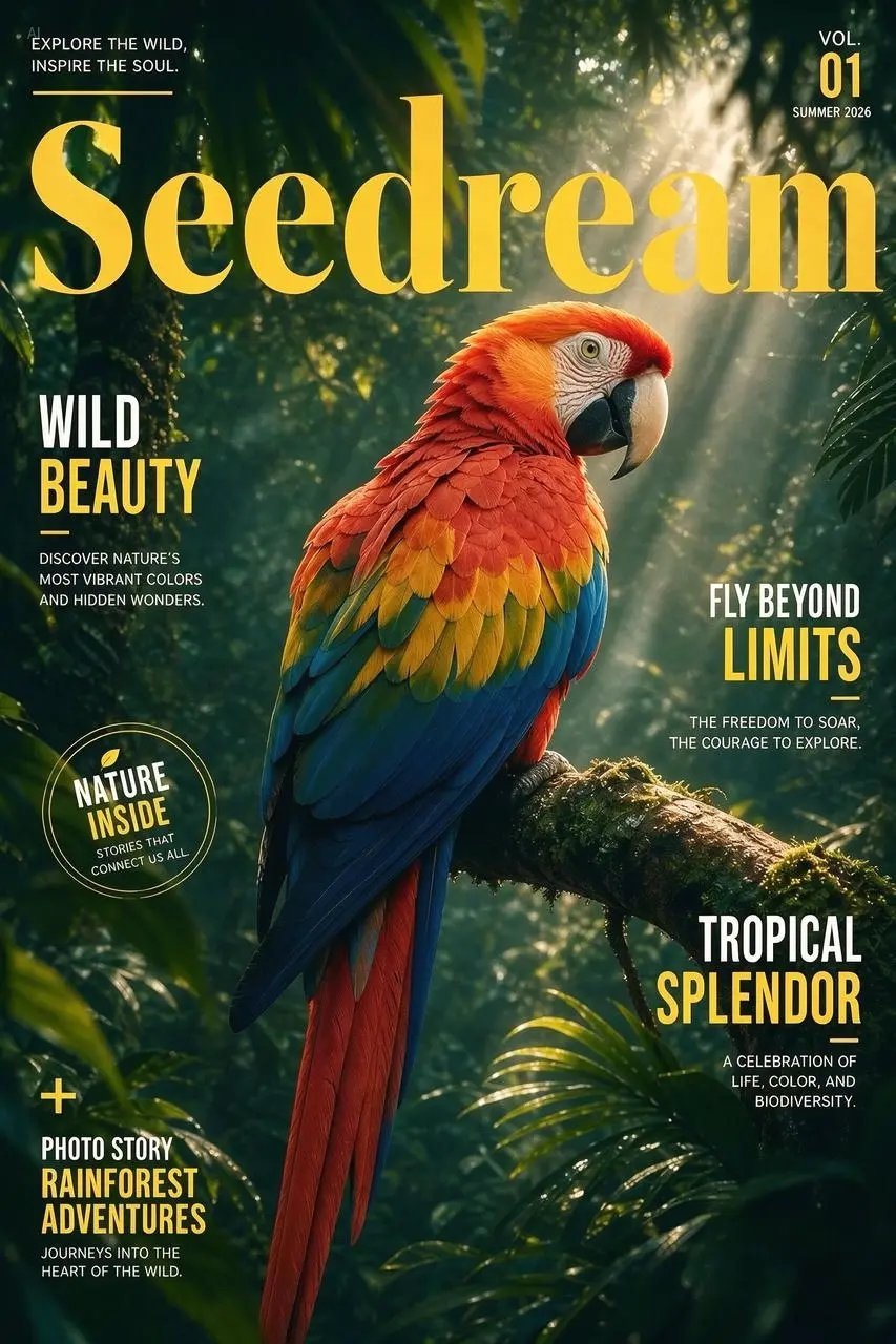 Wildlife magazine cover generated with Seedream 5.0 Pro