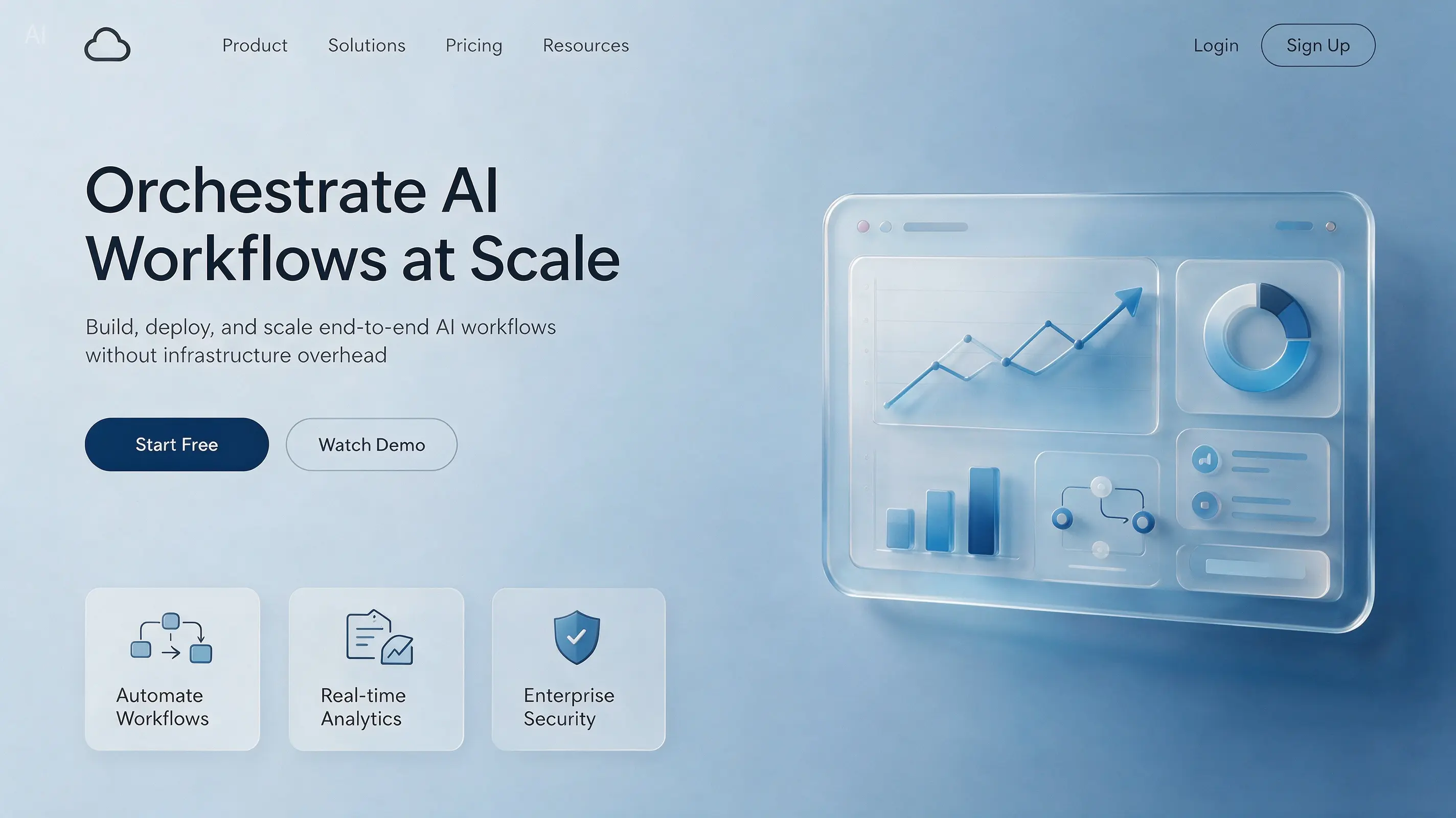 SaaS landing page UI mockup generated with Seedream 5.0 Pro